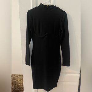 Knee length built in bra black dress